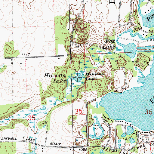 Topographic Map of Hinman Lake, MI