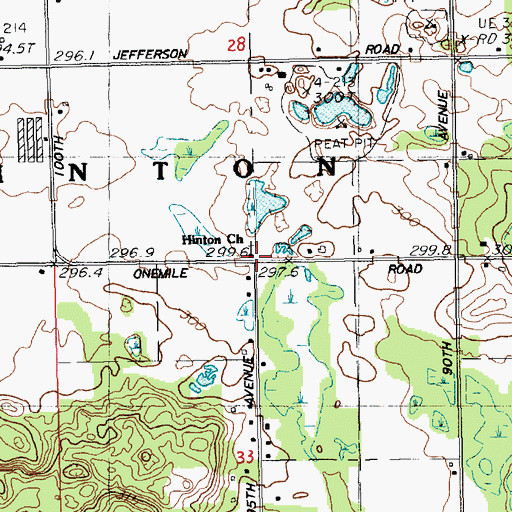Topographic Map of Hinton Church, MI