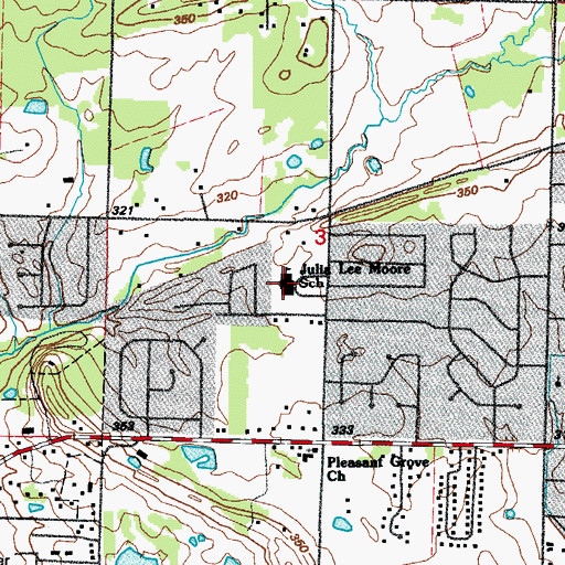 Topographic Map of Julia Lee Moore Elementary School, AR