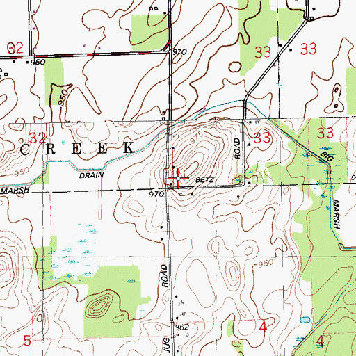 Topographic Map of Hiscock School, MI
