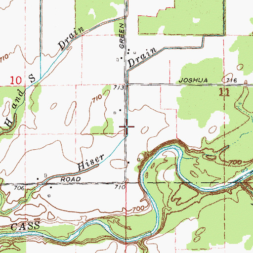 Topographic Map of Hiser Drain, MI