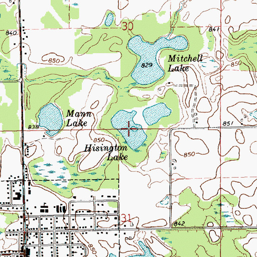 Topographic Map of Hisington Lake, MI