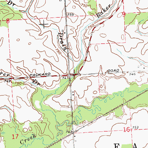 Topographic Map of Hoadley Drain, MI