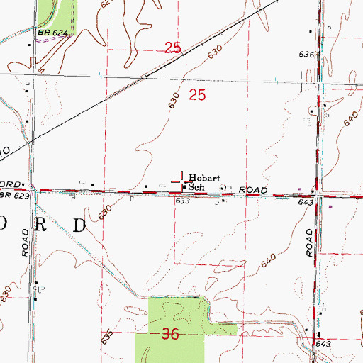 Topographic Map of Hobart School, MI