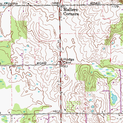 Topographic Map of Hodge Cemetery, MI