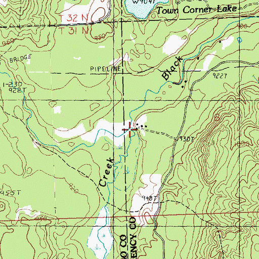 Topographic Map of Hodge Creek, MI