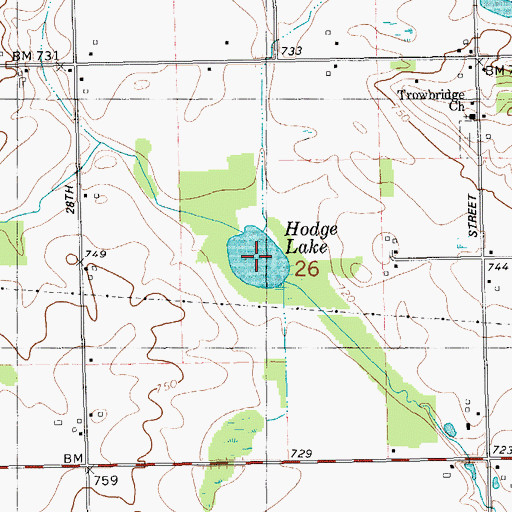 Topographic Map of Hodge Lake, MI