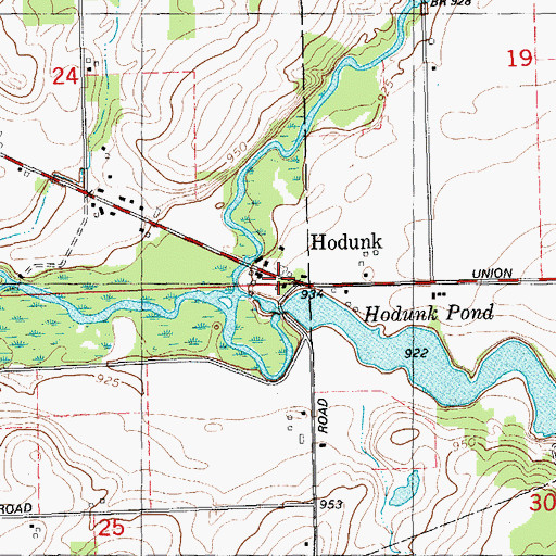 Topographic Map of Hodunk, MI
