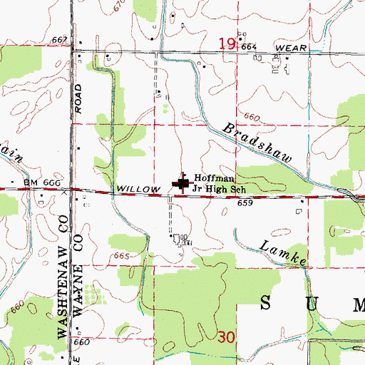 Topographic Map of Hoffman Junior High School, MI