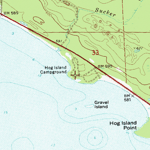 Topographic Map of Hog Island Campground, MI