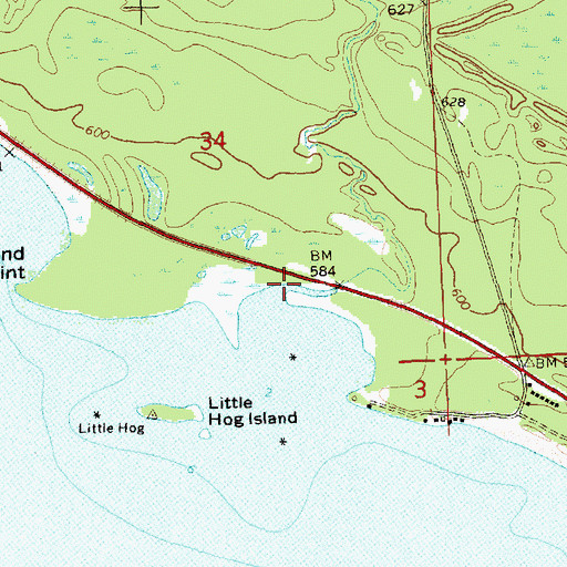 Topographic Map of Hog Island Creek, MI