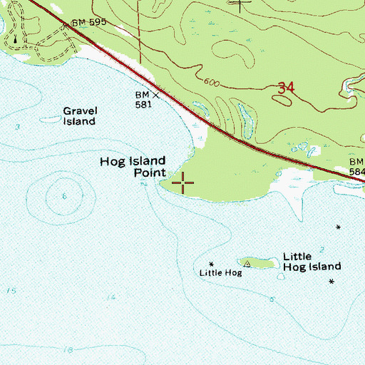 Topographic Map of Hog Island Point, MI