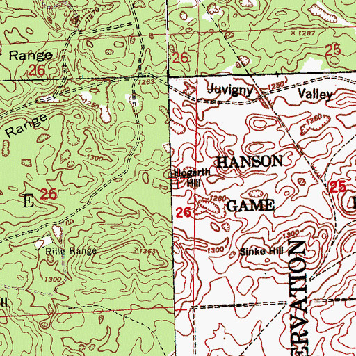 Topographic Map of Hogarth Hill, MI