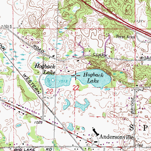 Topographic Map of Hogback Lake, MI
