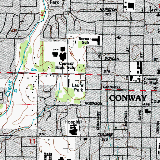Topographic Map of Laurel Park, AR