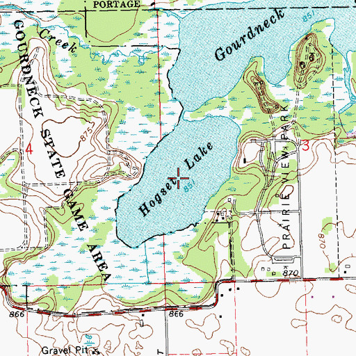 Topographic Map of Hogset Lake, MI