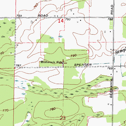 Topographic Map of Holbrook School, MI