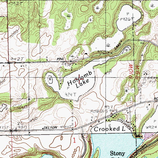 Topographic Map of Holcomb Lake, MI