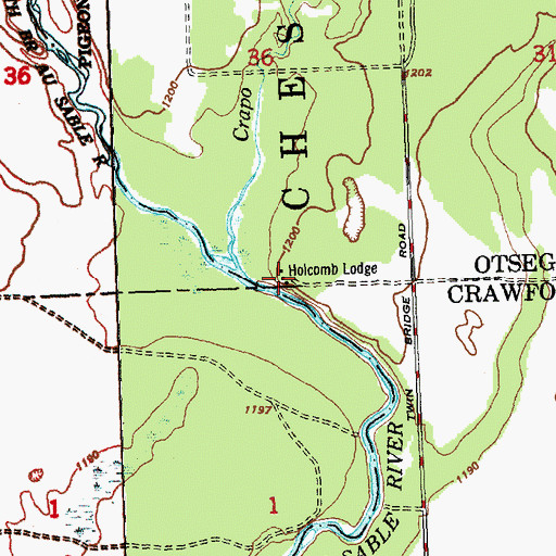 Topographic Map of Holcomb Lodge, MI