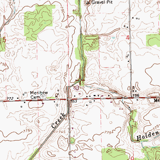 Topographic Map of Holden Drain, MI