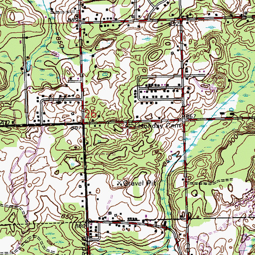 Topographic Map of Holiday Cemetery, MI
