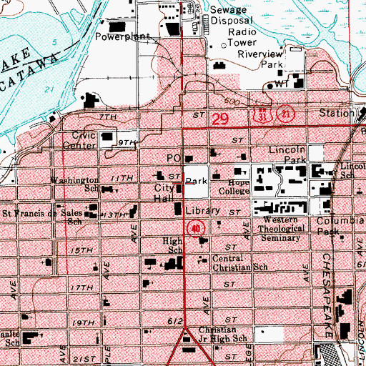 Topographic Map of Holland, MI