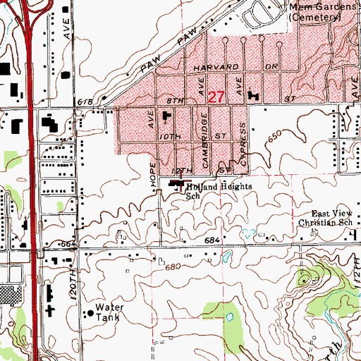 Topographic Map of Holland Heights School, MI