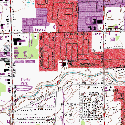 Topographic Map of Holland School, MI