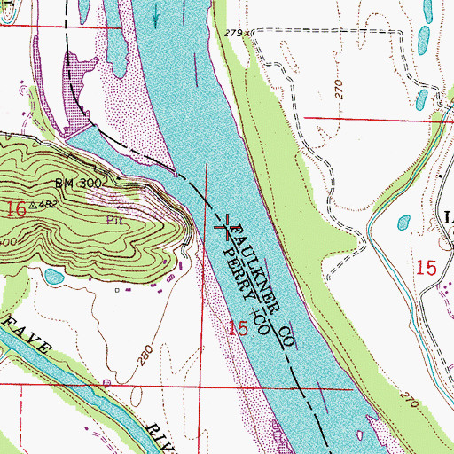 Topographic Map of Lawson Ferry (historical), AR