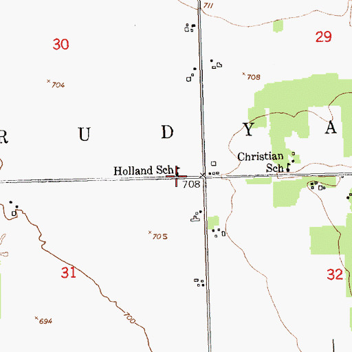 Topographic Map of Holland School, MI