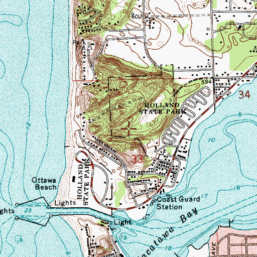Topographic Map of Holland State Park, MI