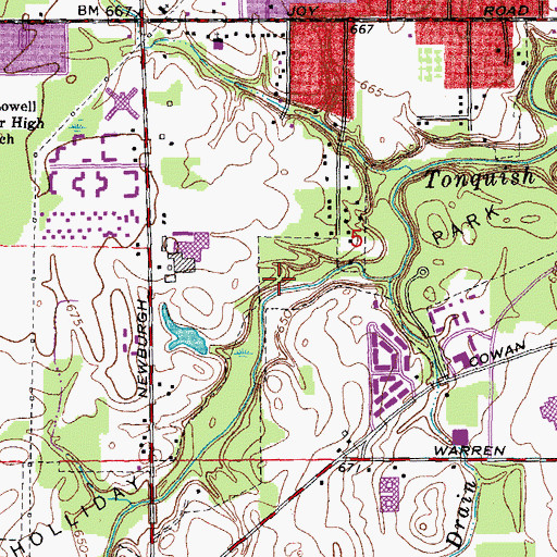 Topographic Map of Holliday Park, MI