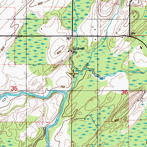 Topographic Map of Holmes Creek, MI