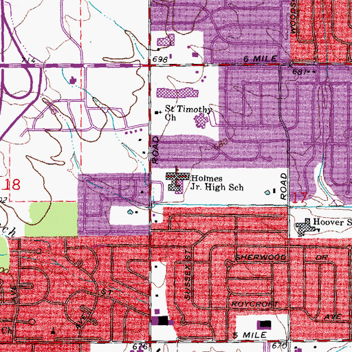 Topographic Map of Holmes Junior High School, MI