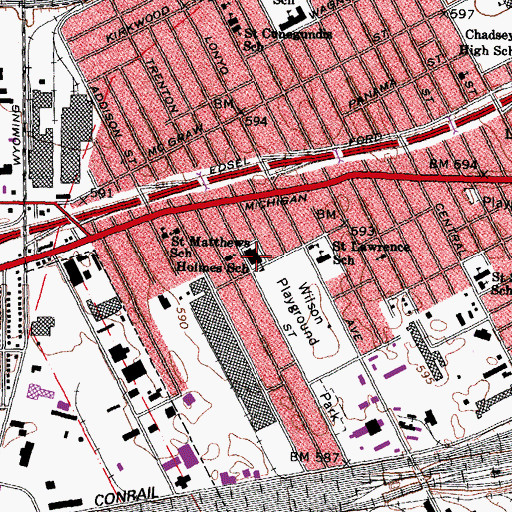 Topographic Map of Holmes School, MI