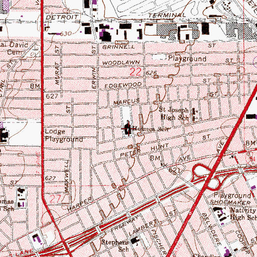 Topographic Map of Holmes School, MI