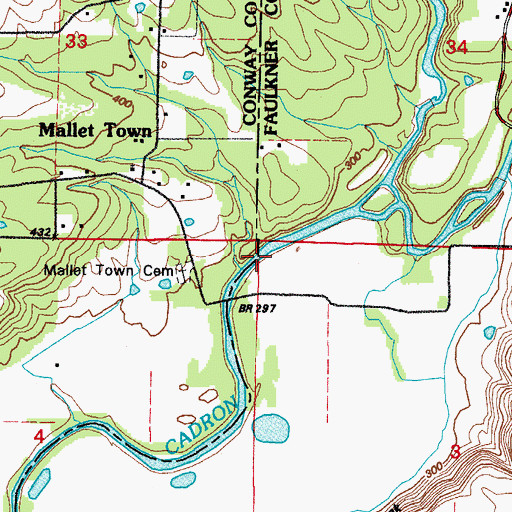 Topographic Map of Mallet Ford, AR