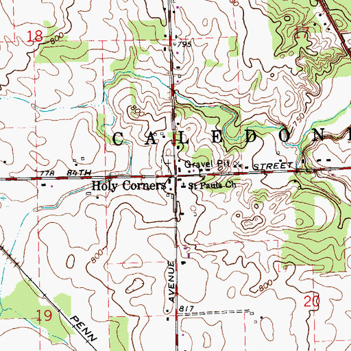 Topographic Map of Holy Corners, MI