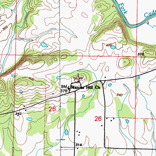 Topographic Map of Marcus Hill Cemetery, AR