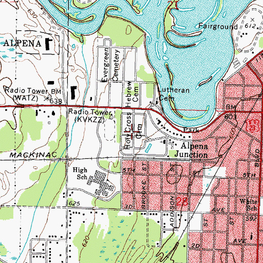 Topographic Map of Holy Cross Cemetery, MI