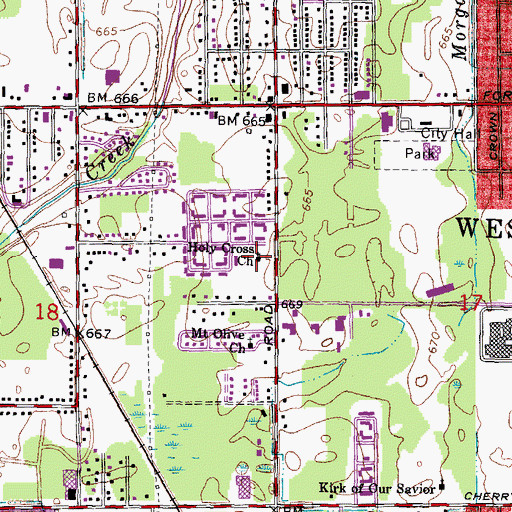 Topographic Map of Holy Cross Church, MI