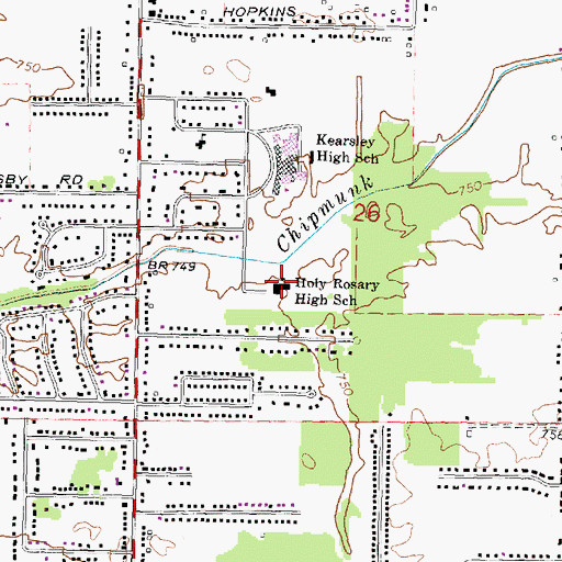 Topographic Map of Holy Rosary High School, MI