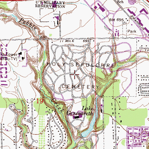 Topographic Map of Holy Sepulchre Cemetery, MI