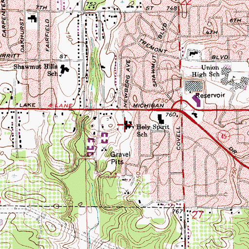 Topographic Map of Holy Spirit School, MI