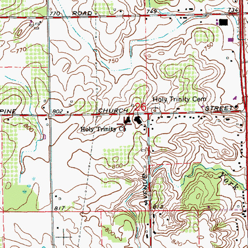 Topographic Map of Holy Trinity Church, MI