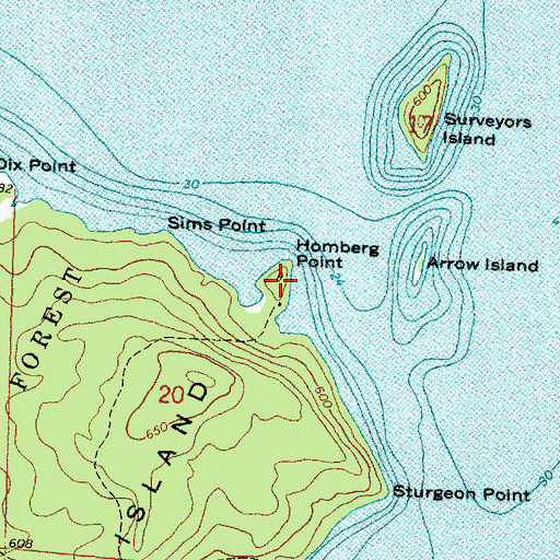 Topographic Map of Homberg Point, MI