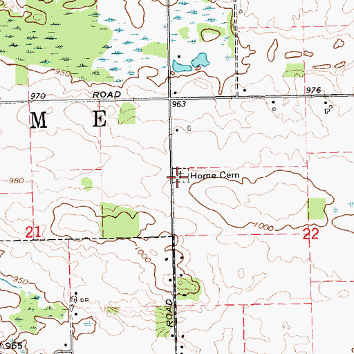 Topographic Map of Home Cemetery, MI