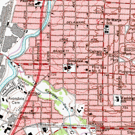 Topographic Map of Homedale School, MI