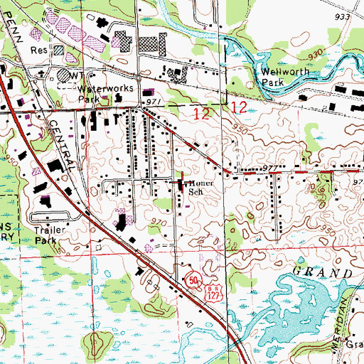 Topographic Map of Honer School, MI