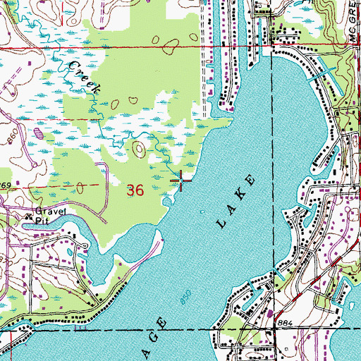 Topographic Map of Honey Creek, MI